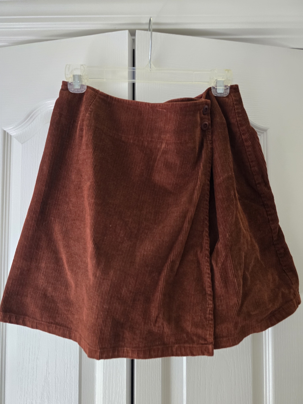 Talbots Petite Burnt Orange Corduroy Wrap Mini Skirt
